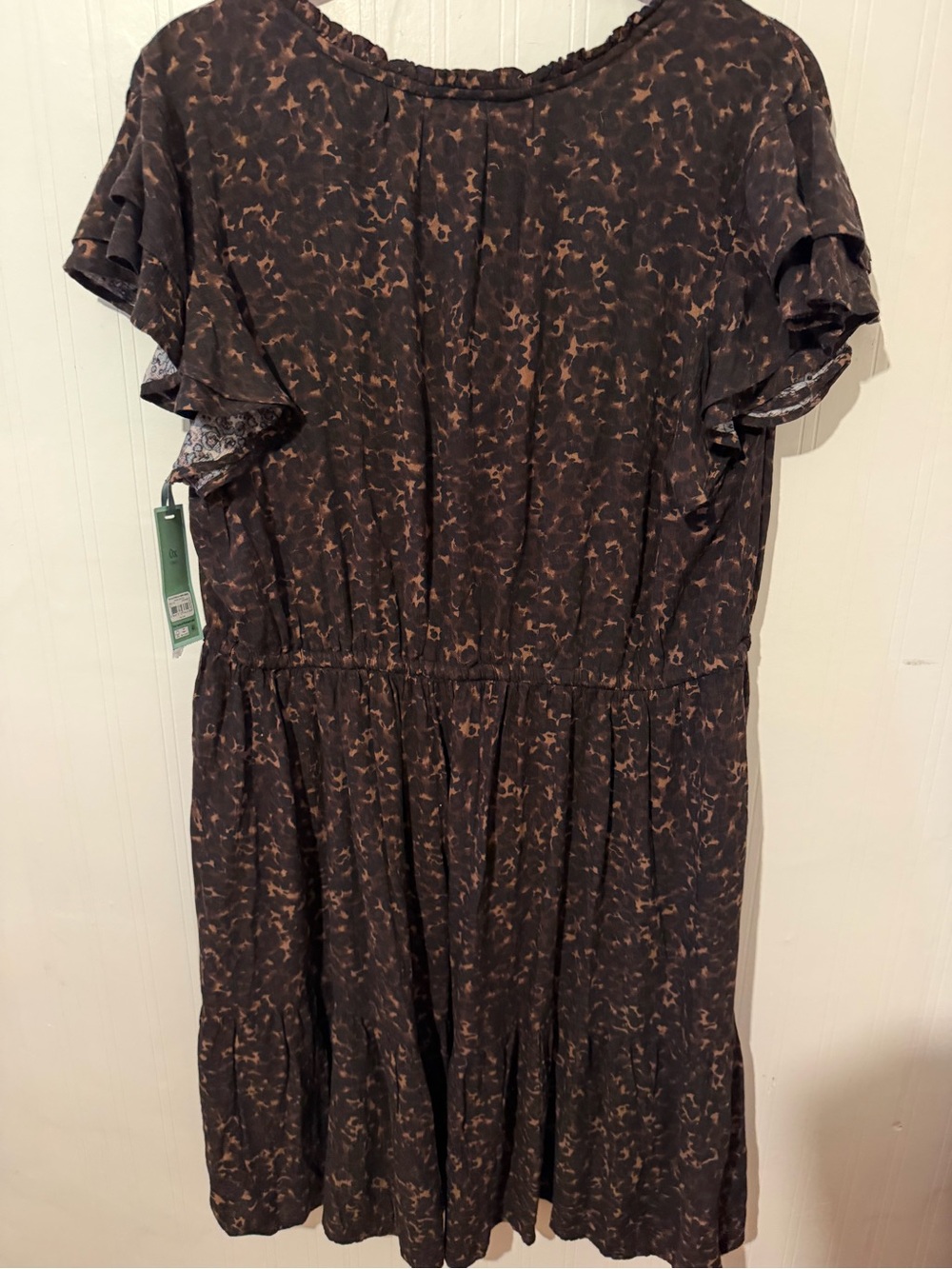 Terra and Sky Brown & Black Printed Short Sleeve Drawstring Dress NWT 0X - Picture 4 of 5